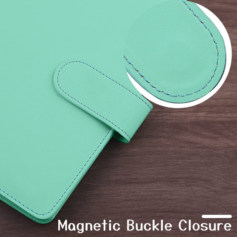 Antner A6 Binder 6 Ring Refillable Notebook Planner for A6 Refill Paper, PU Leather Loose Leaf Personal Budget Planner Money Organizer Cash Stuffing Binder with Magnetic Buckle Closure, Light Green - Image 5